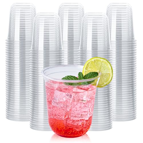 Vplus 12 oz Compostable Clear Plastic Cold Cups, 100 Pack